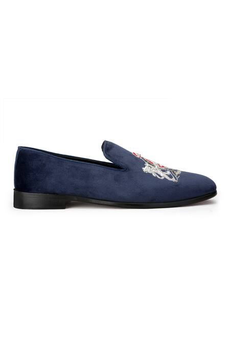 Buy_Shutiq_Blue Crown Leo Embroidered Shoes _Online_at_Aza_Fashions