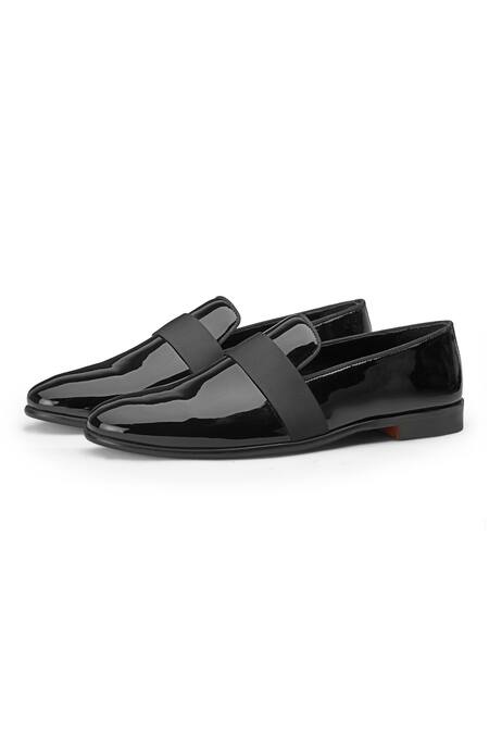 Shutiq_Black Cummerbund Leather Shoes _Online_at_Aza_Fashions
