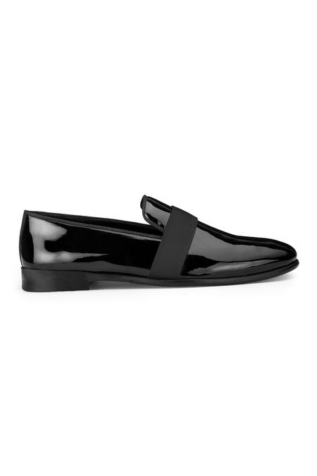 Buy_Shutiq_Black Cummerbund Leather Shoes _Online_at_Aza_Fashions