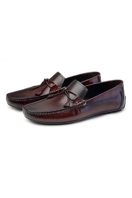 Buy Shutiq Wine Denali Leather Embossed Loafers Online at Aza Fashions Buy_Shutiq_Wine Denali Leather Embossed Loafers _Online_at_Aza_Fashions