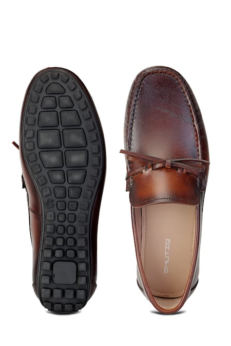 Shop Shutiq Brown Denali Front Knotted Loafers at Aza Fashions Shop_Shutiq_Brown Denali Front Knotted Loafers _at_Aza_Fashions