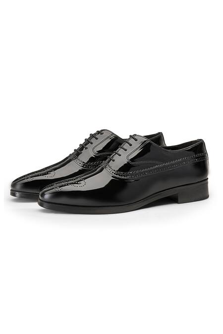 Shutiq Black Patent Leather Wingtip Brogue Shoes Online at Aza Fashions Shutiq_Black Patent Leather Wingtip Brogue Shoes _Online_at_Aza_Fashions