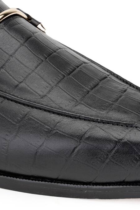 Buy Shutiq Black Enzo Croco Leather Mules Online at Aza Fashions Buy_Shutiq_Black Enzo Croco Leather Mules _Online_at_Aza_Fashions