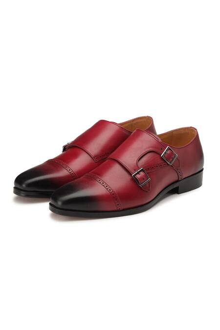 Shutiq Maroon Enzo Double Monk Ombre Shoes Online at Aza Fashions Shutiq_Maroon Enzo Double Monk Ombre Shoes _Online_at_Aza_Fashions