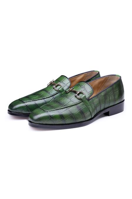Shutiq_Green Enzo Horsebit Stitched Shoes _Online_at_Aza_Fashions