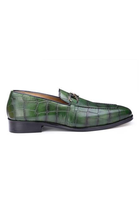 Buy_Shutiq_Green Enzo Horsebit Stitched Shoes _Online_at_Aza_Fashions