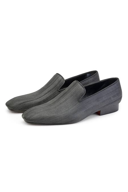 Buy_Shutiq_Black Eric Stripe Pattern Shoes _Online_at_Aza_Fashions