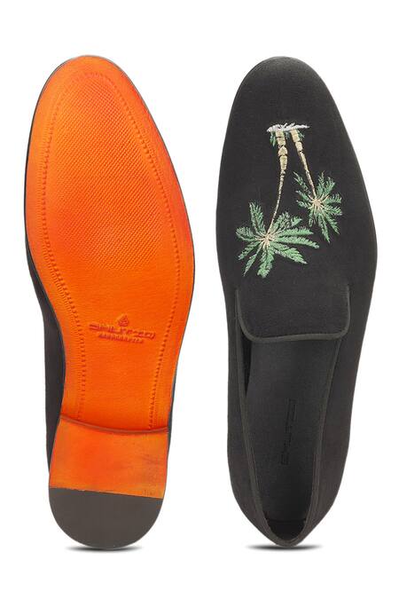Shop Shutiq Black Hand Embroidered Acai Coal Coconut Tree Shoes at Aza Fashions Shop_Shutiq_Black Hand Embroidered Acai Coal Coconut Tree Shoes _at_Aza_Fashions