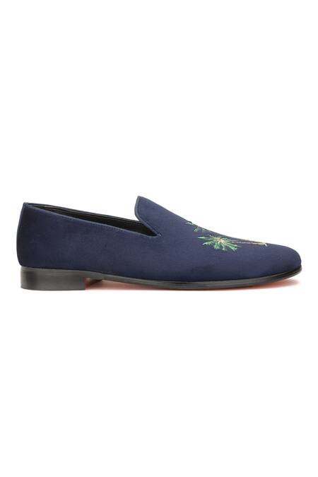 Buy Shutiq Blue Hand Embroidered Acai Coal Tree Shoes Online at Aza Fashions Buy_Shutiq_Blue Hand Embroidered Acai Coal Tree Shoes _Online_at_Aza_Fashions