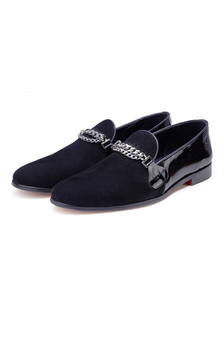 Shutiq Black Embellished Alber Catena Chain Slip-on Shoes Online at Aza Fashions Shutiq_Black Embellished Alber Catena Chain Slip-on Shoes _Online_at_Aza_Fashions