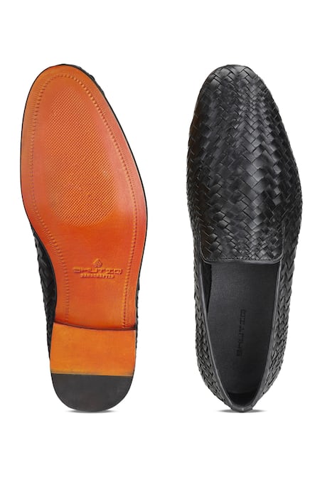 Shop Shutiq Black Textured Barek Coal Leather Loafers at Aza Fashions Shop_Shutiq_Black Textured Barek Coal Leather Loafers _at_Aza_Fashions