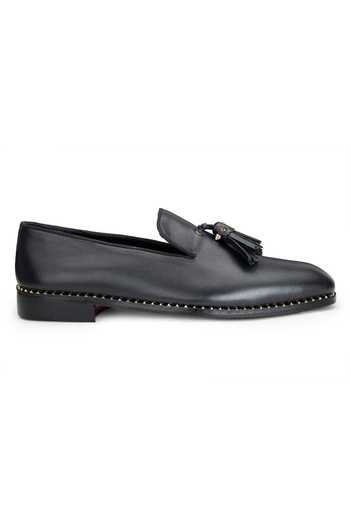 SHUTIQ Black Embellished Kuinn Coal Patina Studded Loafers Online at Aza Fashions SHUTIQ_Black Embellished Kuinn Coal Patina Studded Loafers _Online_at_Aza_Fashions