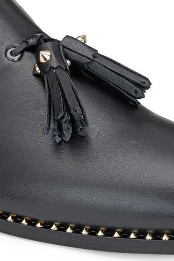 Buy SHUTIQ Black Embellished Kuinn Coal Patina Studded Loafers Online at Aza Fashions Buy_SHUTIQ_Black Embellished Kuinn Coal Patina Studded Loafers _Online_at_Aza_Fashions