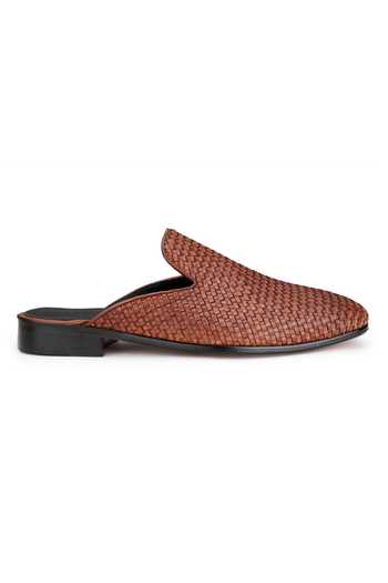 SHUTIQ Brown Textured Manalo Leather Mules Online at Aza Fashions SHUTIQ_Brown Textured Manalo Leather Mules _Online_at_Aza_Fashions