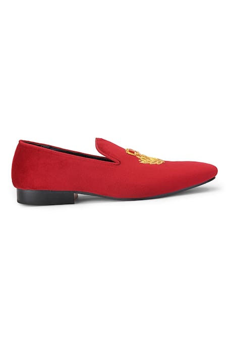 Buy Shutiq Red Embroidered Marteen Slip-on Loafers Online at Aza Fashions Buy_Shutiq_Red Embroidered Marteen Slip-on Loafers _Online_at_Aza_Fashions
