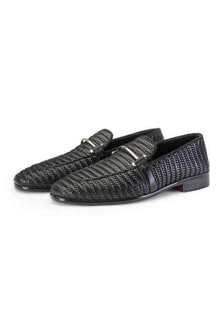Shutiq Black Ethan Weave Textured Leather Shoes Online at Aza Fashions Shutiq_Black Ethan Weave Textured Leather Shoes _Online_at_Aza_Fashions