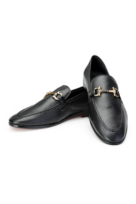 Shutiq Black Fellini Horsebit Embellished Leather Shoes