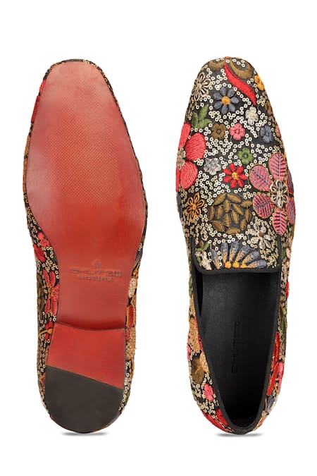 Shutiq Multi Color Sequin Embroidered Slip-On Shoes 