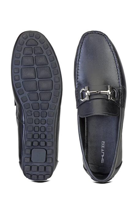 Shop Shutiq Black Figo Horsebit Stitched Loafers at Aza Fashions Shop_Shutiq_Black Figo Horsebit Stitched Loafers _at_Aza_Fashions