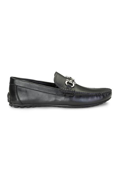 Buy Shutiq Black Figo Horsebit Stitched Loafers Online at Aza Fashions Buy_Shutiq_Black Figo Horsebit Stitched Loafers _Online_at_Aza_Fashions