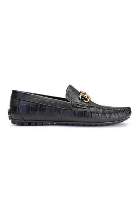 Shutiq Black Figo Croco Textured Loafers Online at Aza Fashions Shutiq_Black Figo Croco Textured Loafers _Online_at_Aza_Fashions