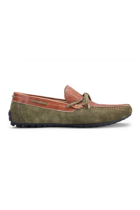 Shutiq Brown Croco Leather Slip On Loafers Online at Aza Fashions Shutiq_Brown Croco Leather Slip On Loafers _Online_at_Aza_Fashions
