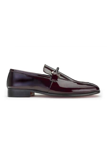 Shutiq Wine Coiled Trim Patent Leather Shoes Online at Aza Fashions Shutiq_Wine Coiled Trim Patent Leather Shoes _Online_at_Aza_Fashions