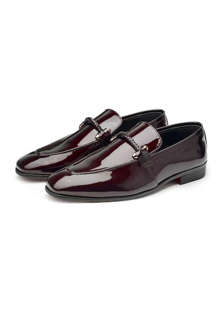 Buy Shutiq Wine Coiled Trim Patent Leather Shoes Online at Aza Fashions Buy_Shutiq_Wine Coiled Trim Patent Leather Shoes _Online_at_Aza_Fashions