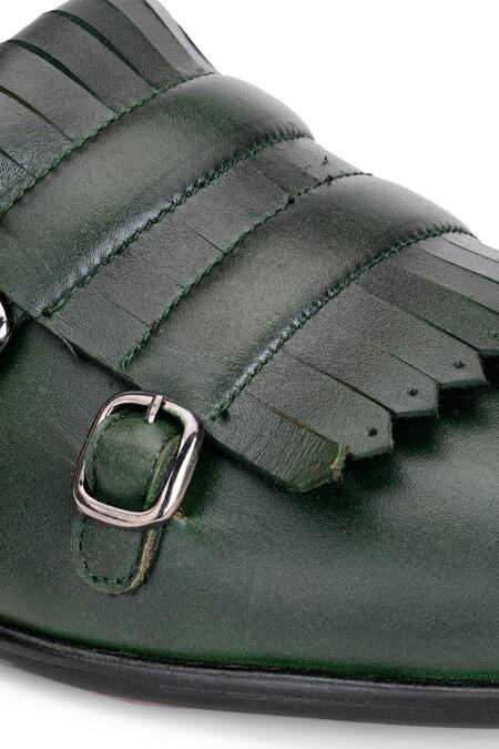 Buy Shutiq Green Fringes Double Monk Leather Shoes Online at Aza Fashions Buy_Shutiq_Green Fringes Double Monk Leather Shoes _Online_at_Aza_Fashions
