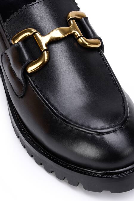 Shop Shutiq Black Hydero Horsebit Embellished Leather Sneakers Online at Aza Fashions Shop_Shutiq_Black Hydero Horsebit Embellished Leather Sneakers _Online_at_Aza_Fashions