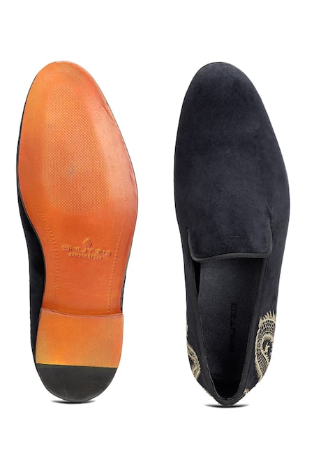 Shop Shutiq Black Dragon Embroidery Hydra Furious Velvet Shoes at Aza Fashions Shop_Shutiq_Black Dragon Embroidery Hydra Furious Velvet Shoes _at_Aza_Fashions