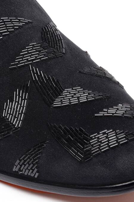 Shop_Shutiq_Black Nalki Jordani Prism Embellished Velvet Shoes _Online_at_Aza_Fashions