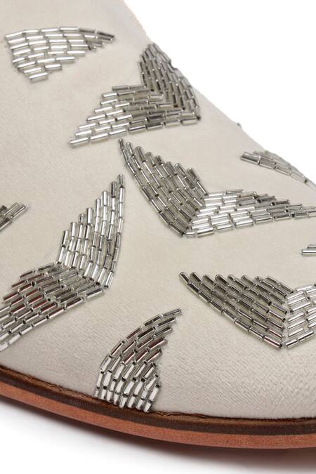 Buy_Shutiq_Ivory Nalki Jordani Prism Embellished Velvet Shoes _Online_at_Aza_Fashions