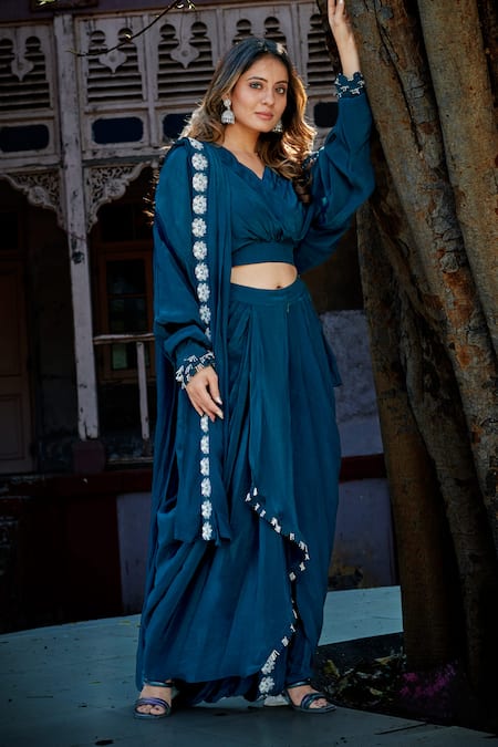 Buy Blue Elasticated Dhoti Pant For Women by Siddartha Tytler Online at Aza  Fashions.