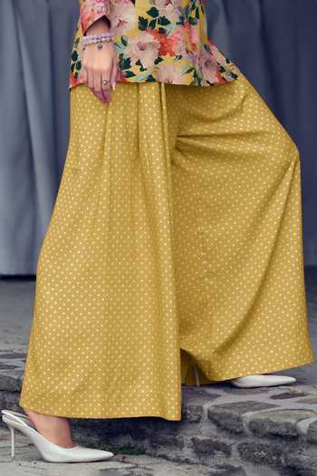 Label Varsha_Yellow Viscose Collared Floral Print Shirt And Pant Set_Online_at_Aza_Fashions