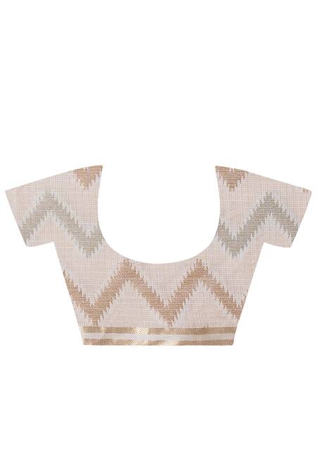 Geroo Jaipur Off White Kota Resham Floral Jaal Pattern Saree With Unstitched Blouse Piece at Aza Fashions Geroo Jaipur_Off White Kota Resham Floral Jaal Pattern Saree With Unstitched Blouse Piece _at_Aza_Fashions