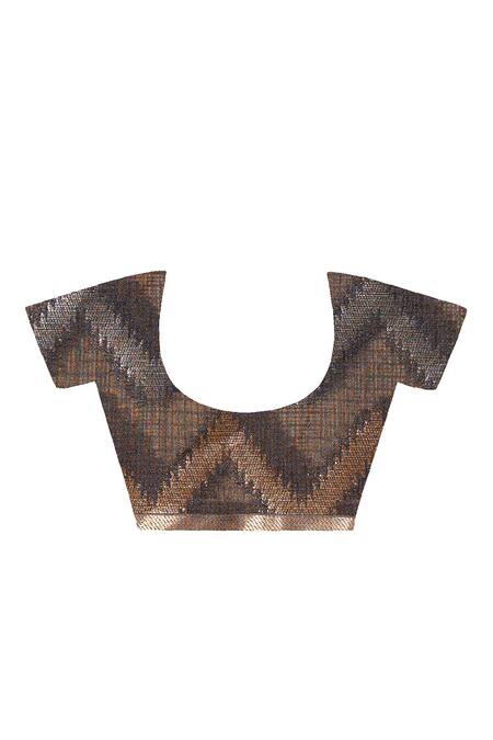 Geroo Jaipur Black Kota Doria Zari Floral Pattern Saree With Unstitched Blouse Piece at Aza Fashions Geroo Jaipur_Black Kota Doria Zari Floral Pattern Saree With Unstitched Blouse Piece _at_Aza_Fashions