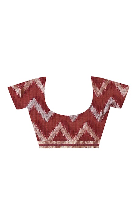 Geroo Jaipur Wine Kota Doria Zari Jaal Pattern Ombre Saree With Unstitched Blouse Piece at Aza Fashions Geroo Jaipur_Wine Kota Doria Zari Jaal Pattern Ombre Saree With Unstitched Blouse Piece _at_Aza_Fashions