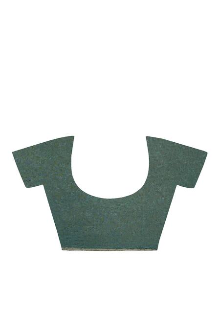 Geroo Jaipur Green Silk, Jacquard Tassels Saree With Unstitched Blouse Piece at Aza Fashions Geroo Jaipur_Green Silk, Jacquard Tassels Saree With Unstitched Blouse Piece _at_Aza_Fashions