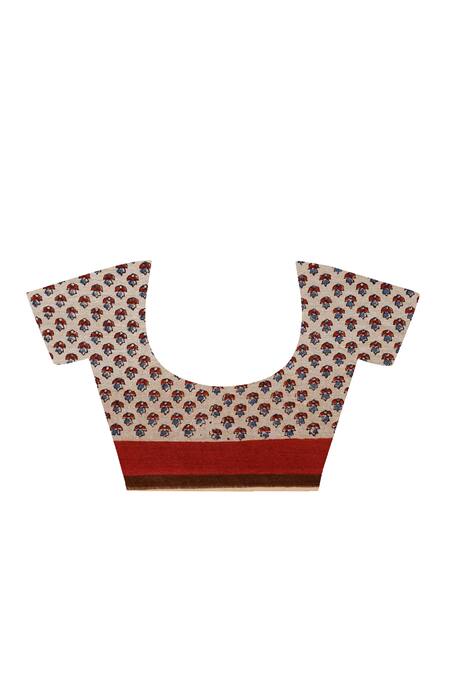 Geroo Jaipur_Magenta Gingham, Pure Bandhani Gajji Silk Saree With Unstitched Blouse Piece _at_Aza_Fashions