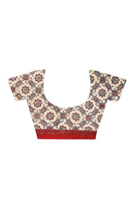 Geroo Jaipur_Red Gabardine, Silk Bandhani Gajji Saree With Unstitched Blouse Piece _at_Aza_Fashions