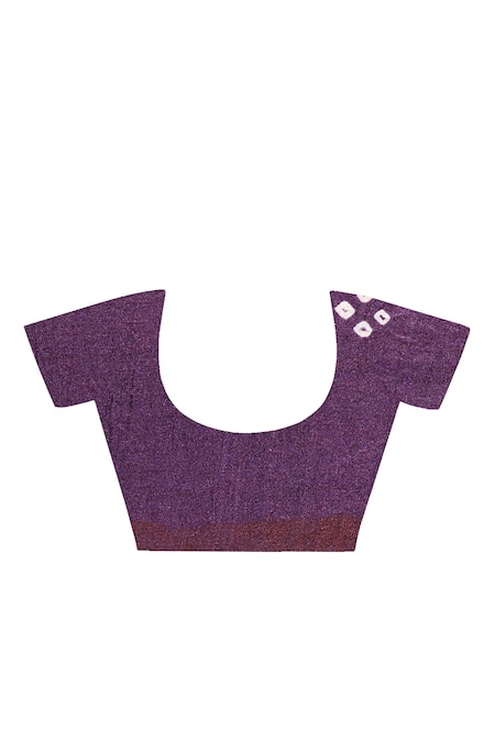 Geroo Jaipur_Wine Silk, Gabardine Zari, Gharchola Pallu Saree With Unstitched Blouse Piece_at_Aza_Fashions