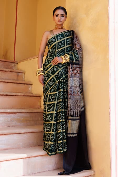 Yellow Gajji Silk Saree with Gotta Patti Border and Patola Digital Print |  Sarees by Shobitam | Silk sarees, Printed sarees, Saree
