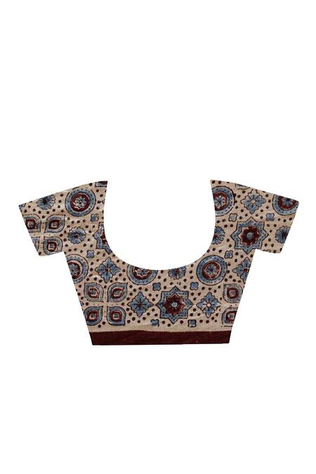 Geroo Jaipur Wine Gingham, Gabardine Gharchola Gajji Silk Saree With Unstitched Blouse Piece at Aza Fashions Geroo Jaipur_Wine Gingham, Gabardine Gharchola Gajji Silk Saree With Unstitched Blouse Piece _at_Aza_Fashions