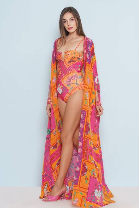 Buy Limerick By Abirr N' Nanki Pink Pixie Mosaic Print Cape Online at Aza Fashions Buy_Limerick By Abirr N' Nanki_Pink Pixie Mosaic Print Cape _Online_at_Aza_Fashions