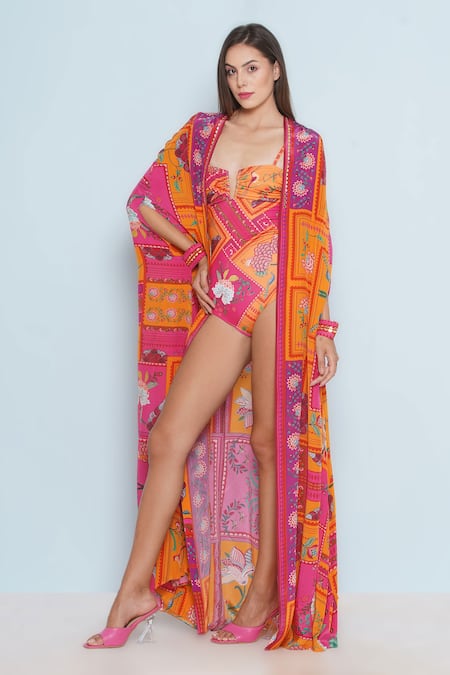 Shop Limerick By Abirr N' Nanki Pink Pixie Mosaic Print Cape Online at Aza Fashions Shop_Limerick By Abirr N' Nanki_Pink Pixie Mosaic Print Cape _Online_at_Aza_Fashions