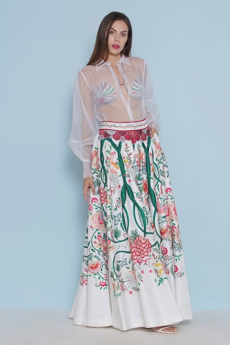 Limerick By Abirr N' Nanki Ivory Organza Collared Arcy Sheer Shirt at Aza Fashions Limerick By Abirr N' Nanki_Ivory Organza Collared Arcy Sheer Shirt _at_Aza_Fashions