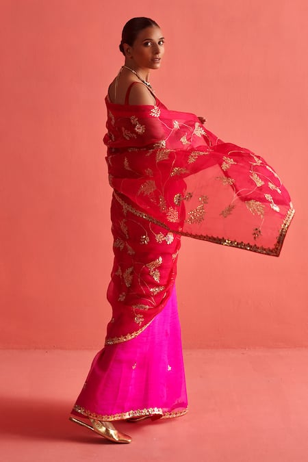 Aarti Sethia Paisley Gota Patti Embellished Saree Blouse Set 