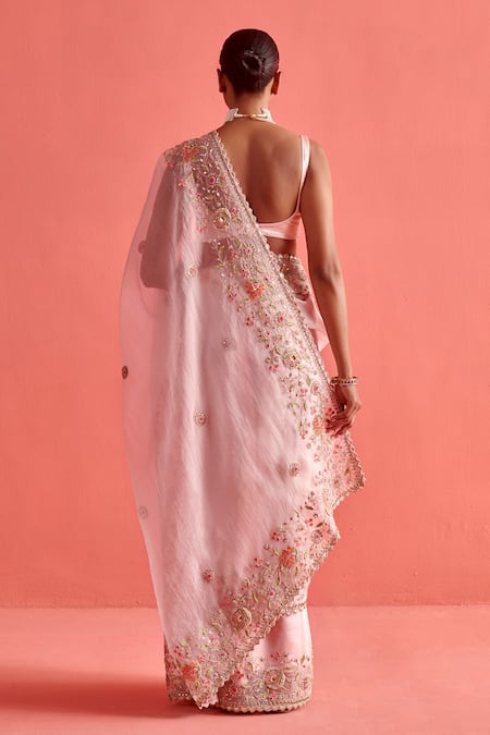 Aarti Sethia Carnation Fleur Mukaish Work Saree Blouse Set 