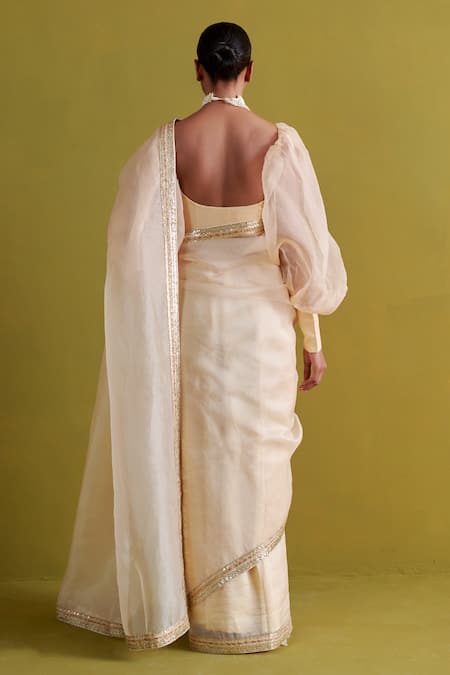 Aarti Sethia Gota Patti Embellished Border Saree Blouse Set 